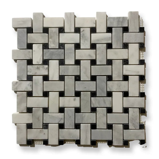 Carrara White Marble Basket Weave Mosaic