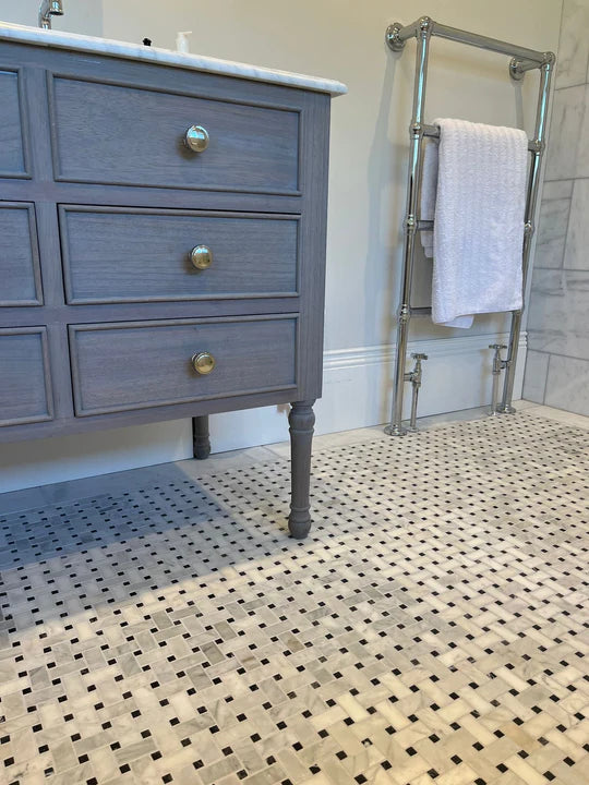 Carrara White Marble Basket Weave Mosaic