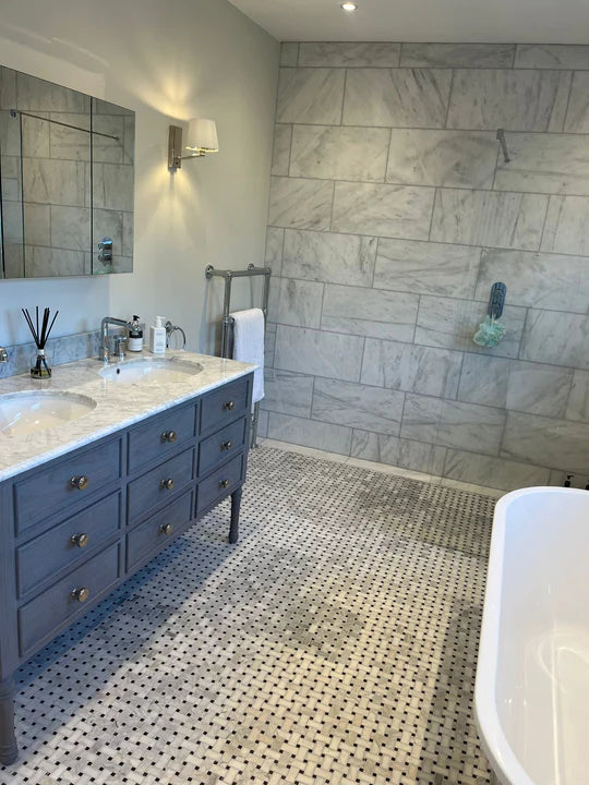 Carrara White Marble Basket Weave Mosaic
