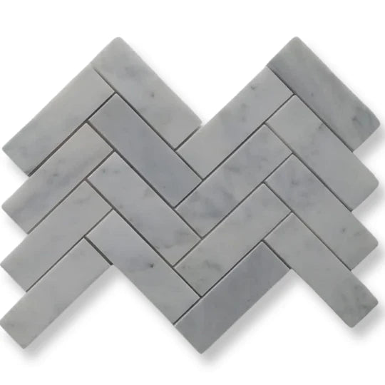 Carrara White Marble Herringbone Mosaic