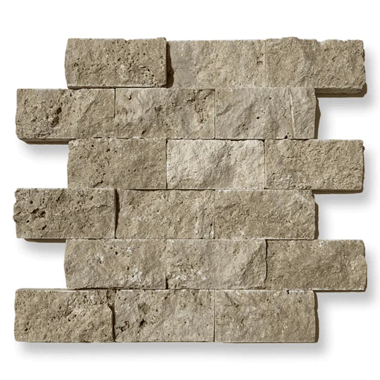 Classic Travertine 5 x 10cm Split Face Cladding 30.5 x 30.5cm sheet
