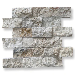 Rustic Travertine 5 x 10cm Split Face Cladding 30.5 x 30.5cm Sheet