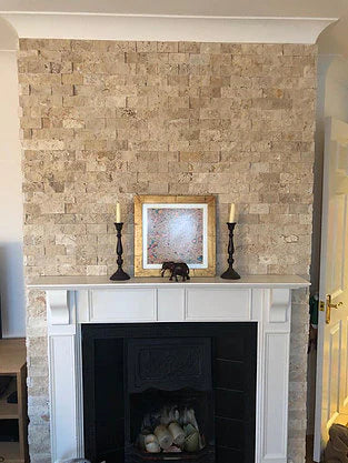Rustic Travertine 5 x 10cm Split Face Cladding 30.5 x 30.5cm Sheet