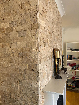 Rustic Travertine 5 x 10cm Split Face Cladding 30.5 x 30.5cm Sheet