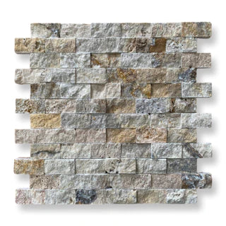 Silver Travertine 2.5 x 5cm Split Face Cladding 30.5 x 30.5cm Sheet