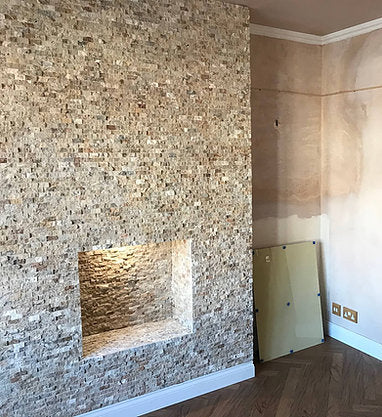 Silver Travertine 2.5 x 5cm Split Face Cladding 30.5 x 30.5cm Sheet