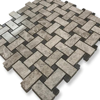 Silver Shadow Marble Basket Weave Mosaic