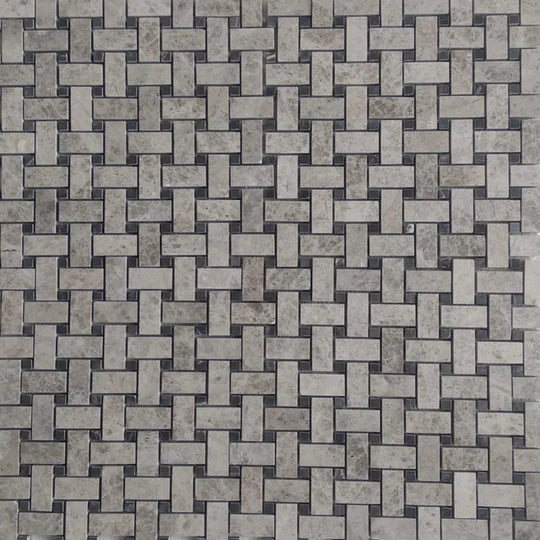 Silver Shadow Marble Basket Weave Mosaic