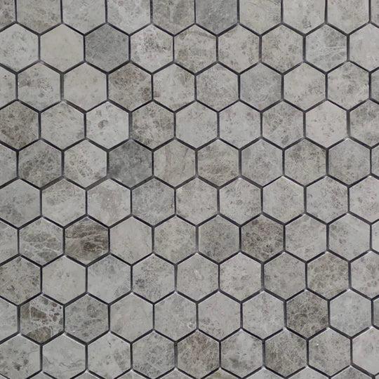 Silver Shadow Marble Hexagon Mosaic