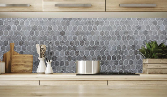 Silver Shadow Marble Hexagon Mosaic