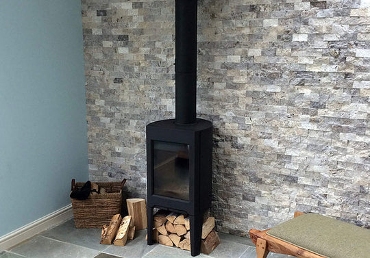 Silver Travertine 5 x 10cm Split Face Cladding 30.5 x 30.5cm Sheet