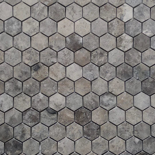Silver Travertine Hexagon Mosaic