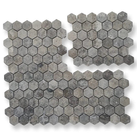 Silver Travertine Hexagon Mosaic