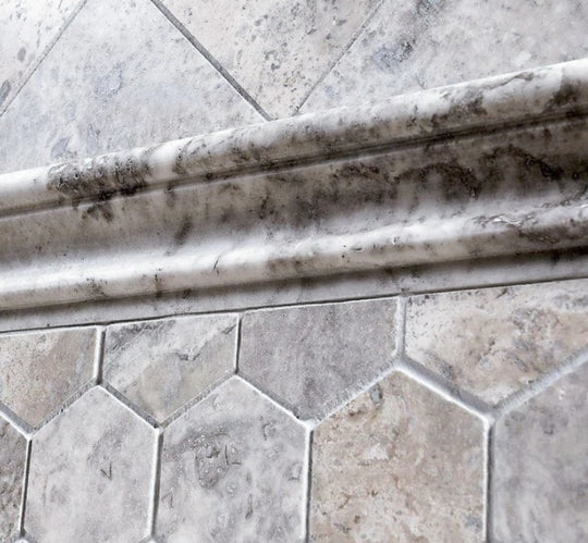 Silver Travertine Hexagon Mosaic