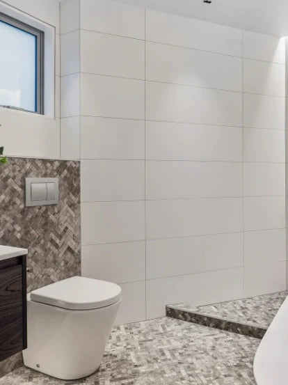 Silver travertine Herringbone Mosaic