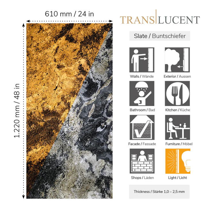 Translucent Rustique Slate Sheet
