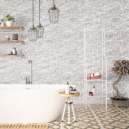 White Marble 5 x 10cm Split Face Cladding 30.5 x 30.5cm Sheet