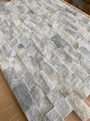 White Marble 5 x 10cm Split Face Cladding 30.5 x 30.5cm Sheet