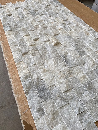 White Marble 5 x 10cm Split Face Cladding 30.5 x 30.5cm Sheet