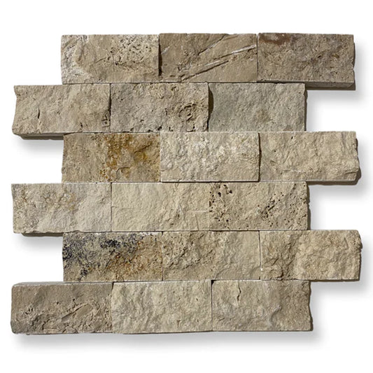 Rustic Travertine 5 x 10cm Split Face Cladding 30.5 x 30.5cm Sheet