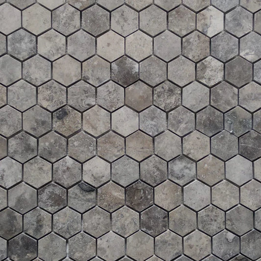 Silver Travertine Hexagon Mosaic